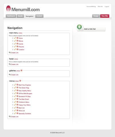 Menumill navigation tools