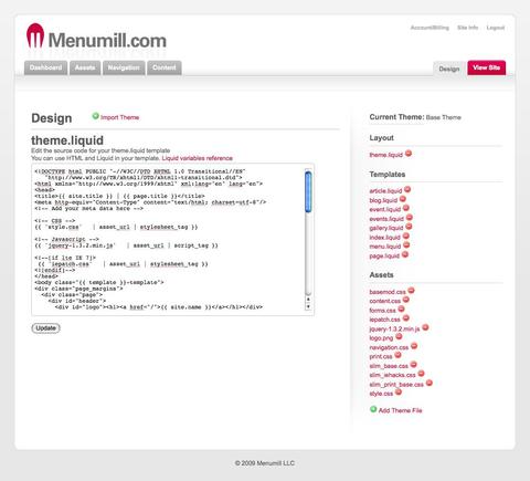 Menumill Design Control